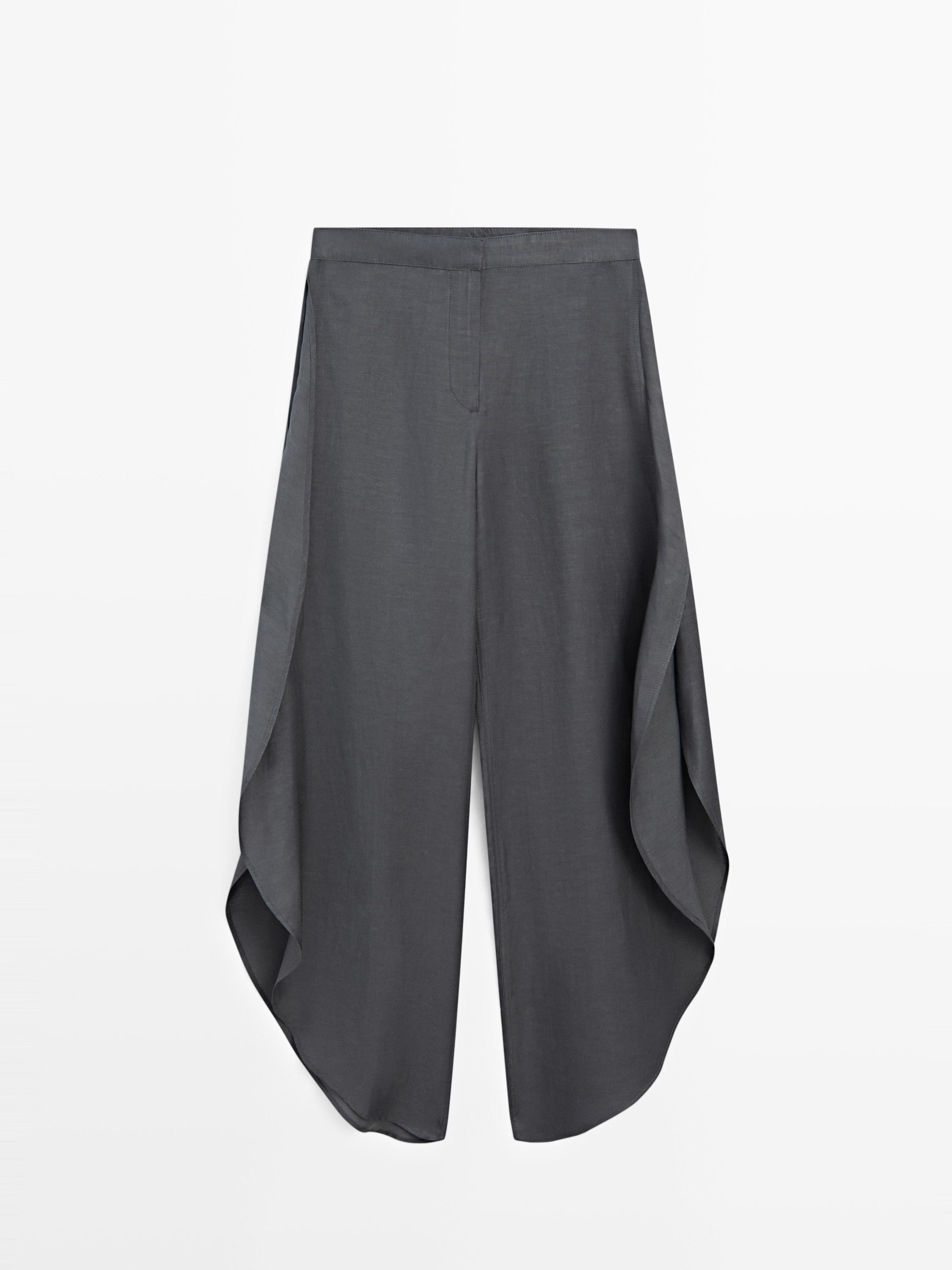 Linen blend trousers with slit details